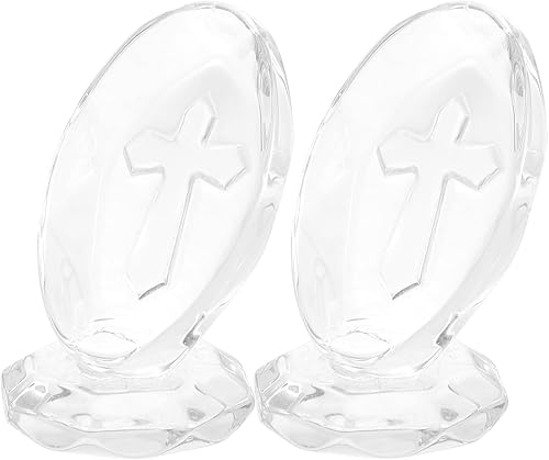 2 figuras de cruz religiosas de Jesús de pie Crucifijo de pie, adornos de escritorio, pequeñas estatuas decorativas para el hogar y la oficina,