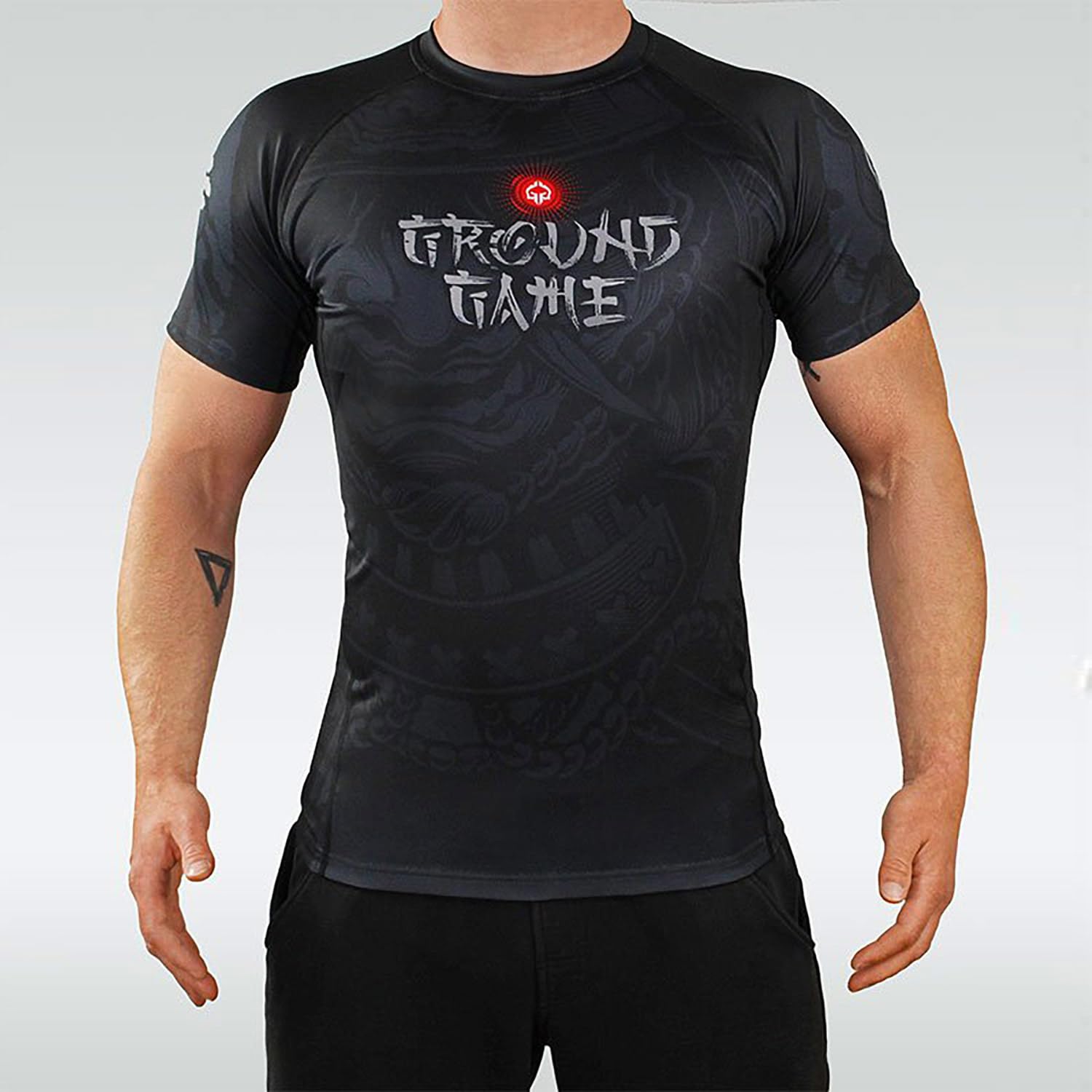 Ground Game Rashguard Herren BJJ MMA Kompressionsshirt Herren Kurzarm, Kampfsport Funktionsshirt