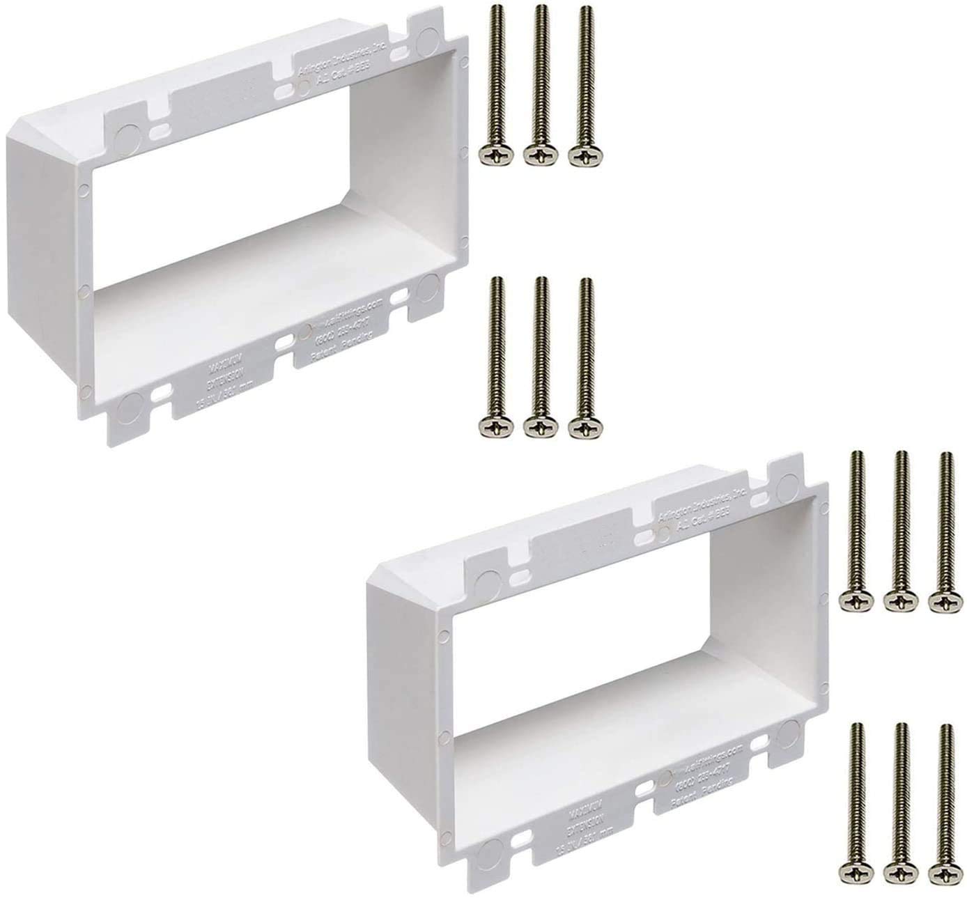 iMBAPrice IMBA-BE3 (UL Listed) White 3-Gang Non-Metallic Electrical Power Outlet Box Extender, Power Switch Receptacles Accessories, 2-Pack