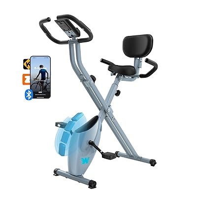 BARWING Stationary Exercise Bike for Home Workout, 5 IN 1 Foldable Indoor Cycling Bike for Seniors, 350LB Capacity, 16-Level Magnetic Resistance, Seat Backrest Adjustments