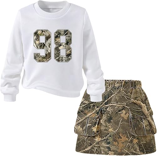 SOLY HUX Girl's Cargo Skirt Set Camo Sweatshirt and Skirts Fall Spring Outfits 2