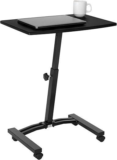 Seville Classics Airlift Mobile Height Adjustable Laptop Stand Computer Workstation for Sitting Classroom Home Office Medi