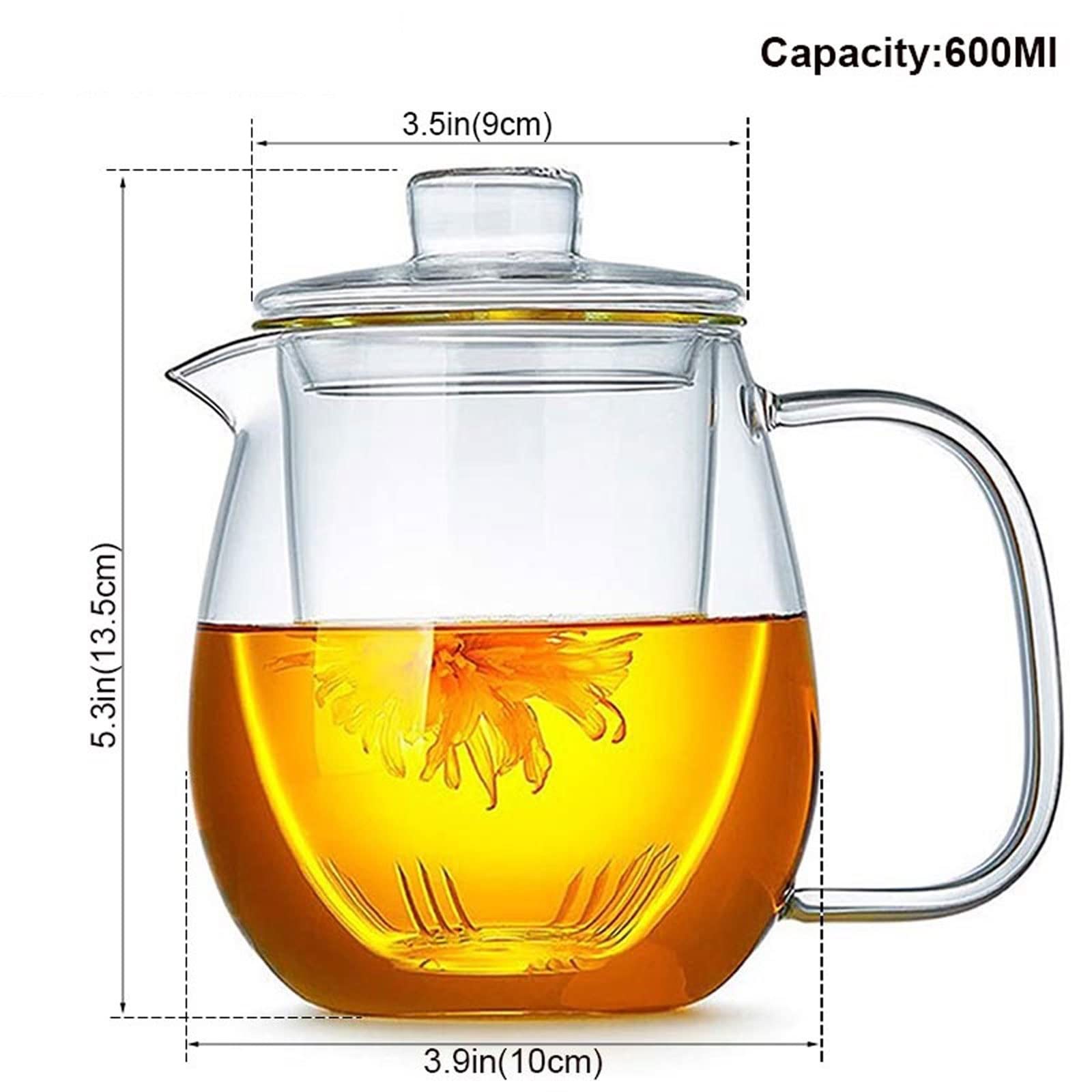 Glazen theepot met deksel, theepot van hittebestendig borosilicaatglas, waterkoker met afneembaar filter, voor vruchtenthee, bloementhee, sap, dranken (1800 ml