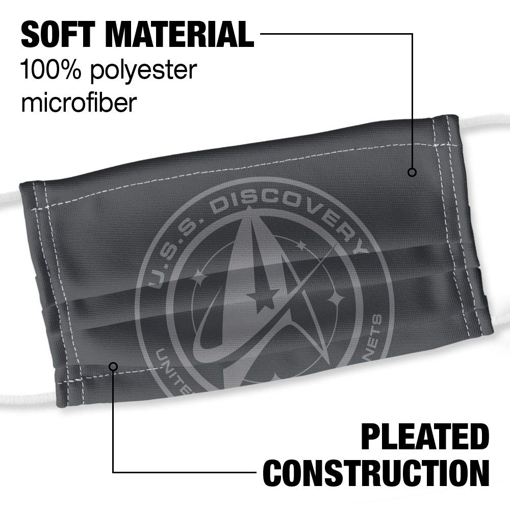 Popfunk Star Trek Discovery Discovery Crest 1-Ply Reusable Face Mask Covering with Adjustable Nose Wire, Unisex