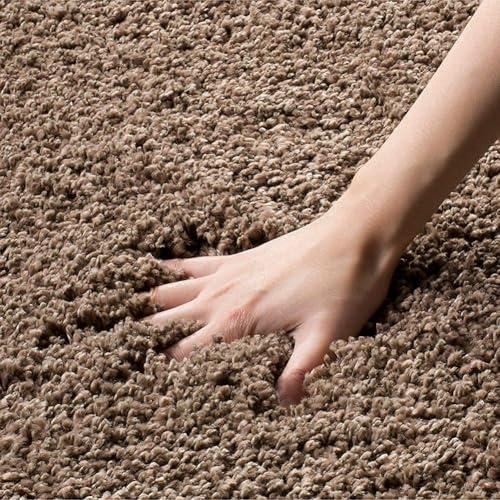 Image of Shaggy Carpet for Home 8X11 FEET Ultra-Soft, Thick, and Stylish Shag Texture Ideal for Living Room, Bedroom, or Office - Easy to Clean and Perfect - Solid-BROWN1,