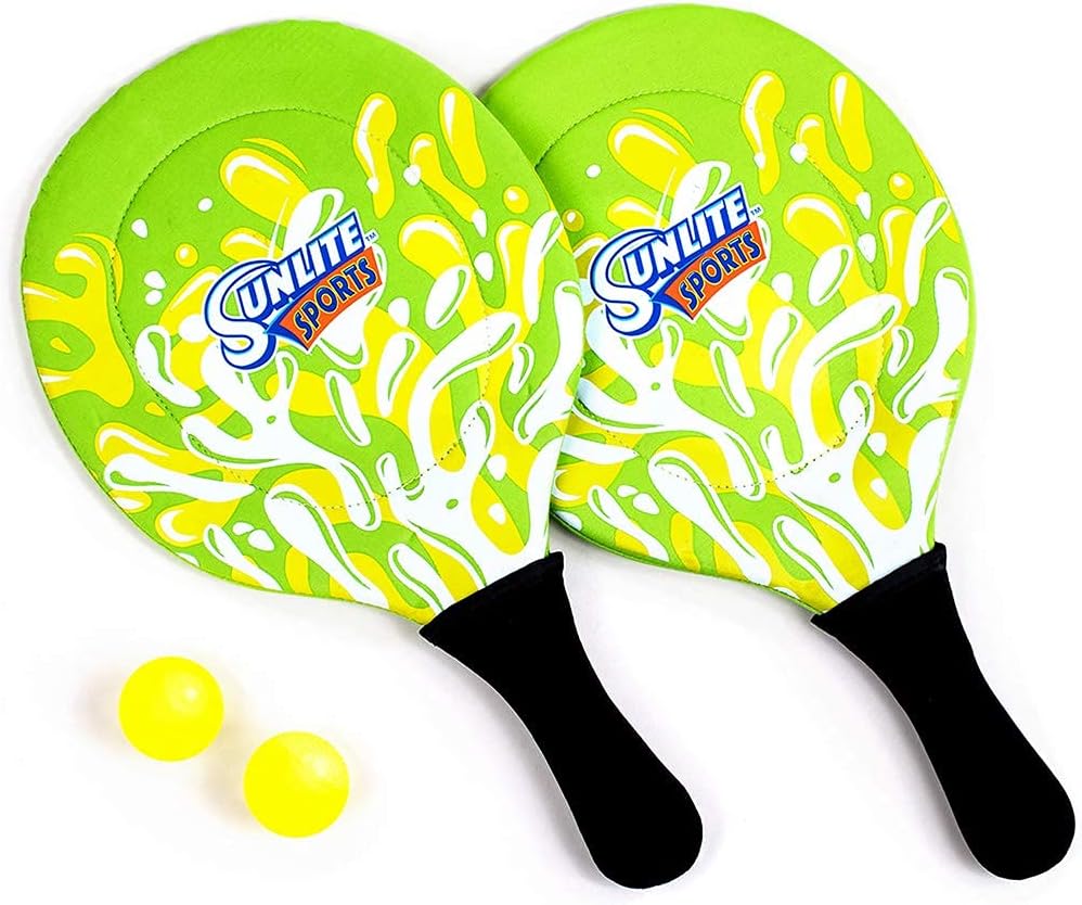 Sunlite Sports Beach Paddle Game Set, 2 Paddles and 2 Balls, Perfect for Backyard Fun or Outdoor or Beach or Lawn, Green