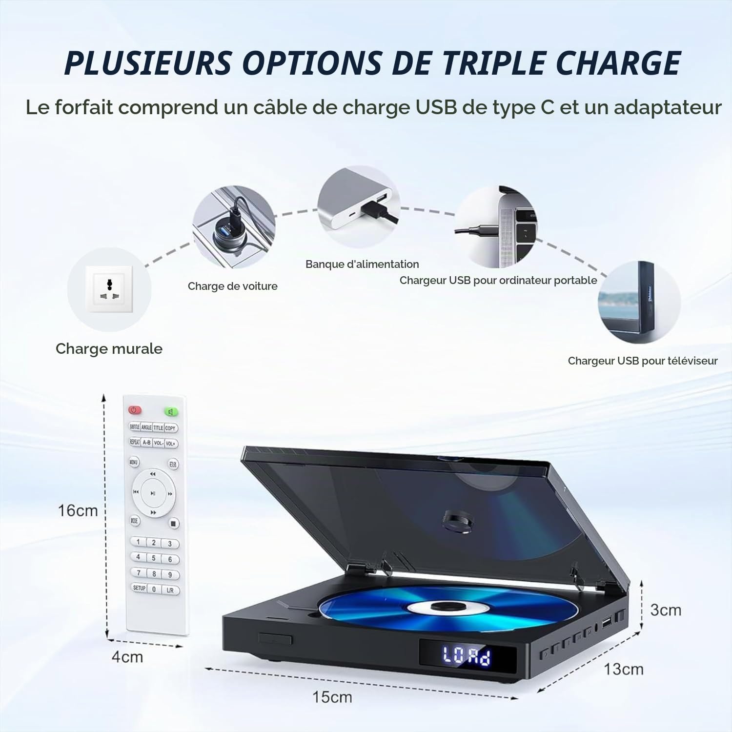 Mini Lecteur DVD HDMI, Petit Lecteur DVD 1080P pour Télévision | Toutes Régions Gratuites, Lecture Mémoire avec HDMI & AV ConnecionTélécommande, Support PAL/NTSC
