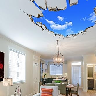 U-Shark® 3D Self-Adhesive Removable Break Through The Wall Vinyl Wall Stickers/Murals Art Decals Decorator (Blue Sky(27.6" X 35.4"/ 70cm*90cm))