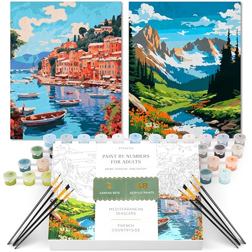 Beautiful Paint By Number Kit for Adults - Relaxing & Beginner-Friendly Painting Set with 2...