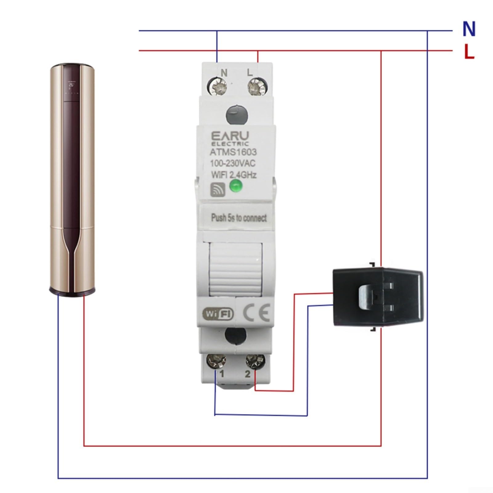 Para Tuya Smart WiFi, medidor de electricidad, carril DIN de 1 fase, contador de energía con control de aplicación, pantalla LCD para voltaje/corriente/kWh, compatible con Tuya Smart, 100-240
