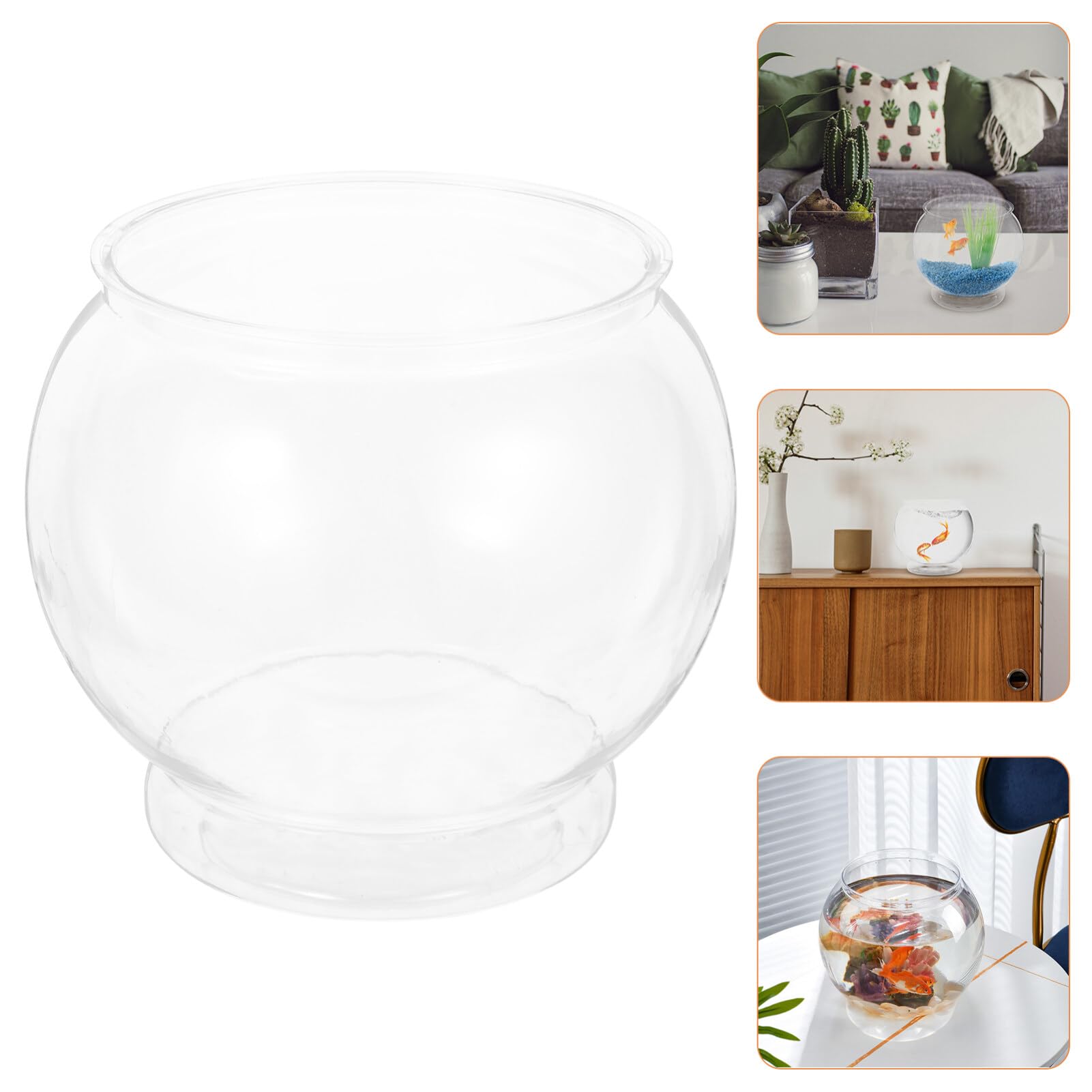 Alipis Lot De 3 Bols À Poissons en Plastique Doré Transparent Incassables Petit Aquarium Rond De Bureau Bol Polyvalent pour Bocal À Poissons Bocal À Poisson Porte-Bonbons Vase L