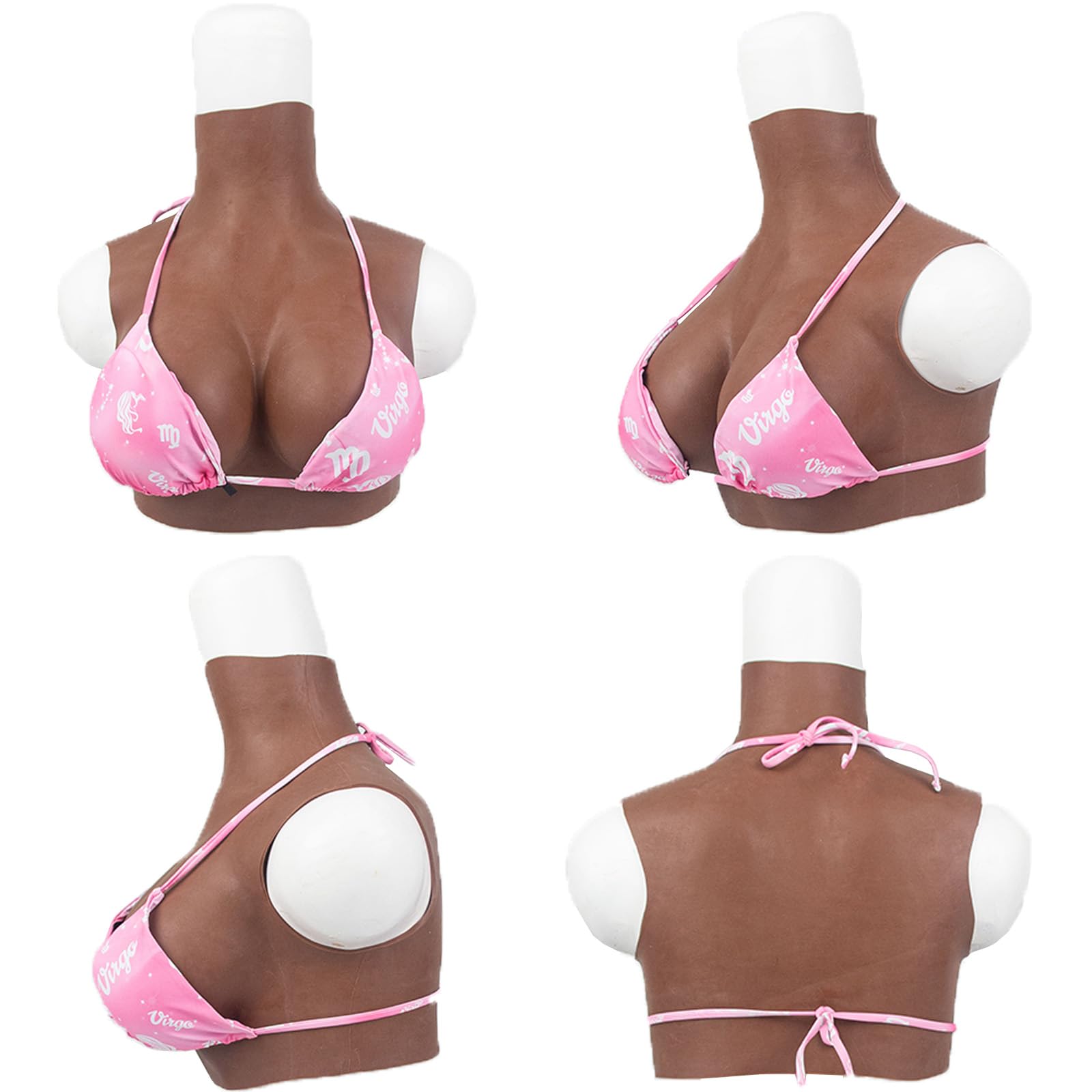 Silicone Breast Plate High Collar Fake Breasts C-H Cup Silicone Breast for Crossdresser Transgender Mastectomy