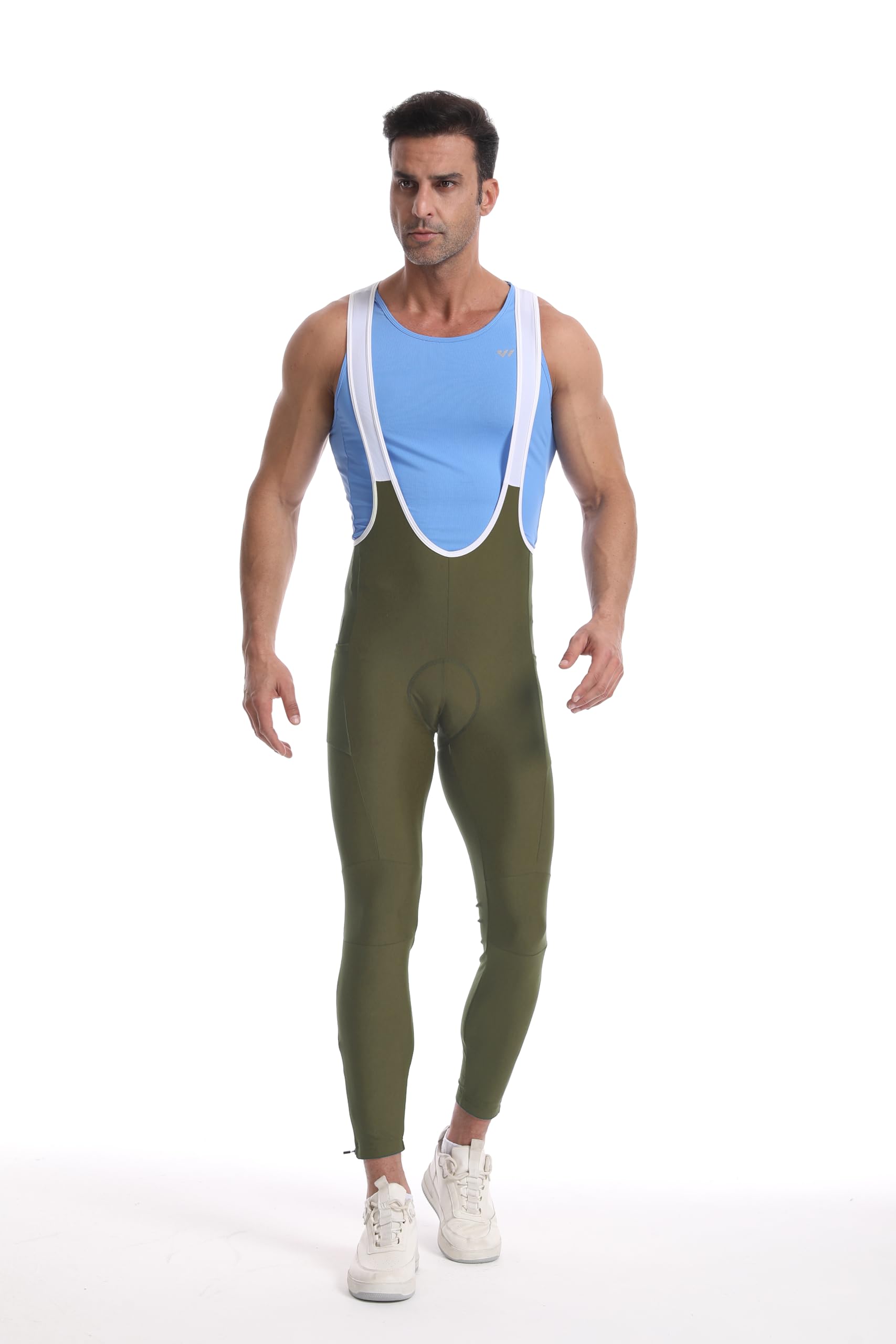 Logas Pantalon de cyclisme rembourré pour homme avec bretelles et poches
