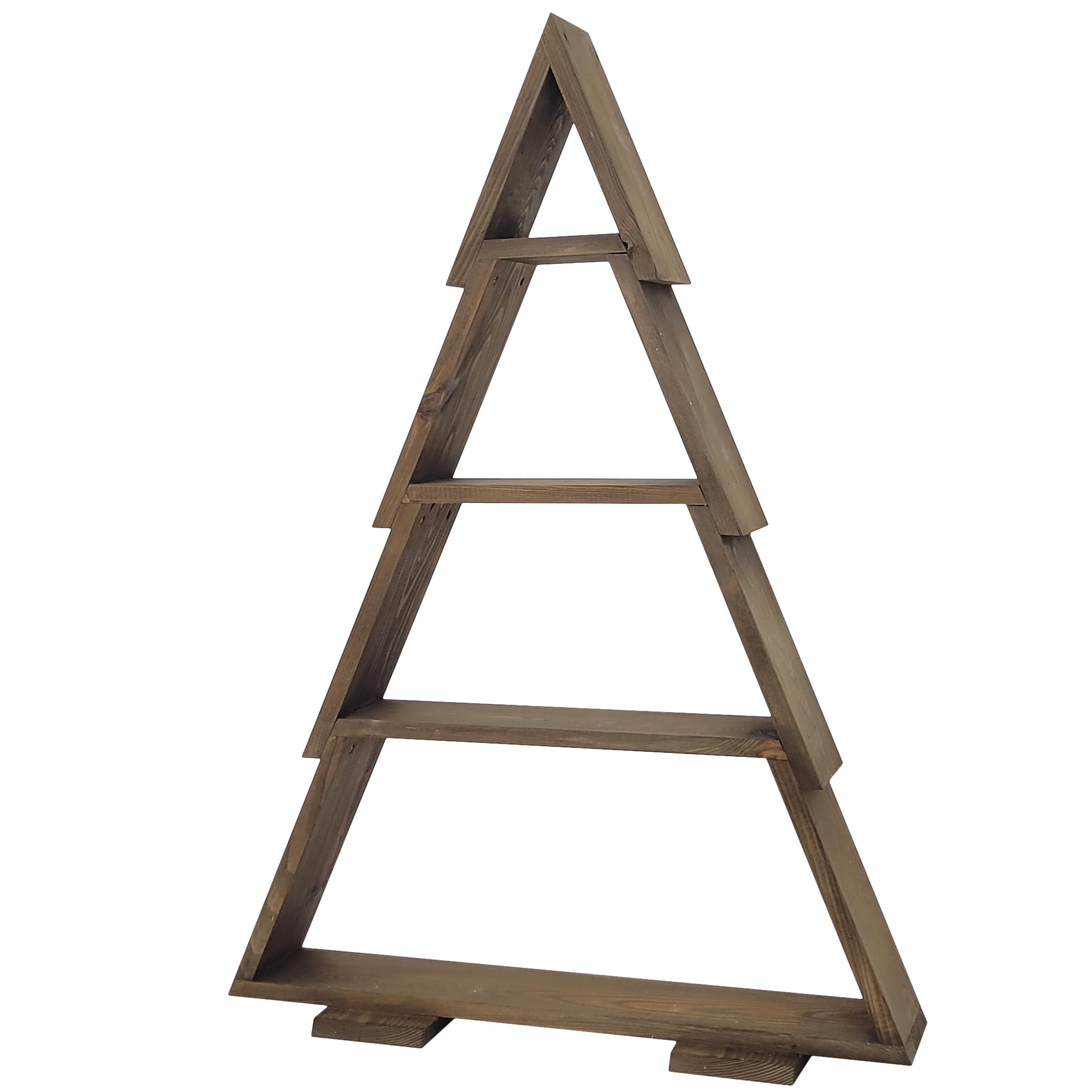 Weeco Árbol de Navidad de Madera XXL 110 x 67 cm Con 4 Estantes para Adornos - Decoración Hecha a Mano por Fuera y por Dentro - Figura Marrón Oscuro Wengué