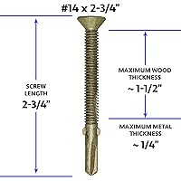 Vista 4 de Tornillos autoperforantes Tek Torx/Star Head de 14x2-3/4 para plataformas planas, remolques, cabeza de tornillo Torx T-30, 5 libras, 170 tornillos