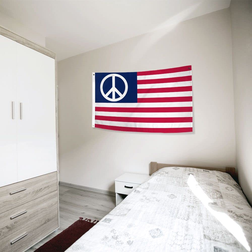 Peace Flagge USA US Peace Zeichen Flagge USA Amerika USA 3x5 Ft American Anti-War Pazifist Amerikanische Flagge