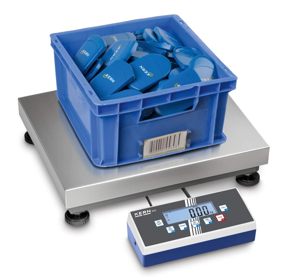 Kern EOC 60K-3L - Báscula de paquete (indicador fino, con dispositivo de evaluación flip/flop, rango de pesaje: 30 kg/60 kg, legibilidad: 1 g/2 g, placa de pesaje: acero inoxidable