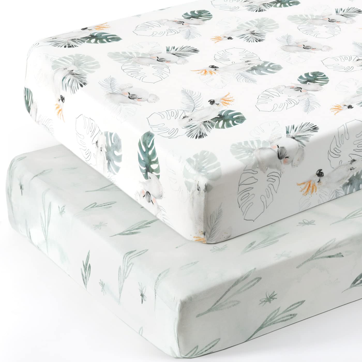 Stretch-Spannbettlaken-Set, besonders weich, Jersey, passend für alle Standard-Matratzenauflagen, sicher und anschmiegsam, Kinderbett-Spannbetttuch für Babys, stilvolle Aquarell-Tiere für Babys,