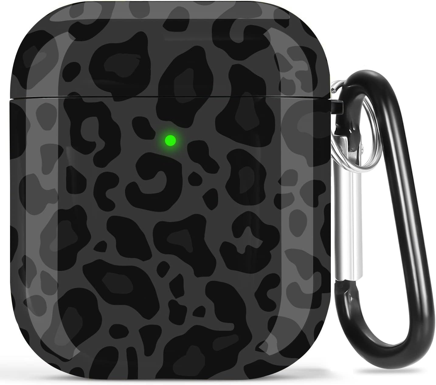 for Airpods Case Leopard Women, Cute Cheetah Print Airpod 2nd/1st Generation Shockproof Protective Cover Skin Shell Girls with Keychain for Apple AirPods 2&1 Case - Black/Grey Leopard