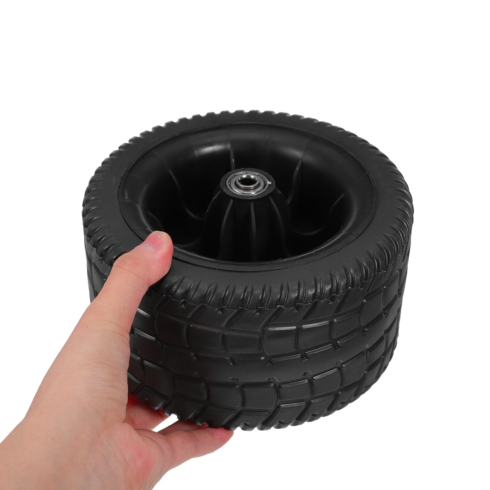 Sewroro Ruedas para Carro de Jardín 7 Pulgadas con Rodamiento, Neumáticos de Caucho Negro 8 Mm, Pack de 4 Piezas para Cortacésped, Remolque y Uso Exterior en Camping y Césped
