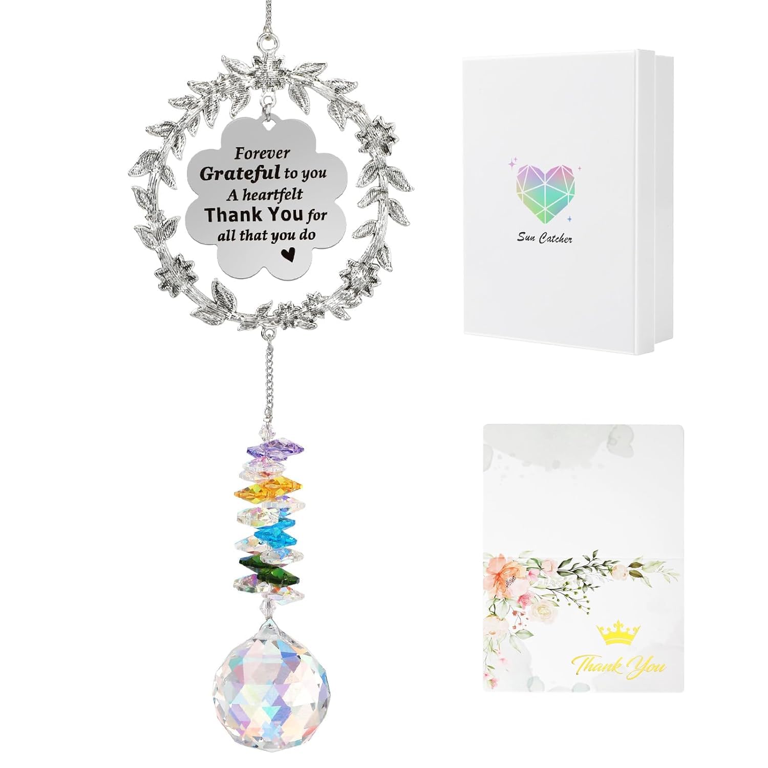 Dwiza Enterprise Sun Catcher Thank You Gift with Engraved Message - Hanging Crystal Ornament for Window Rainbow Maker - Appreciation & Gratitude Gifts for Girls, Teachers, Doctor-image-13