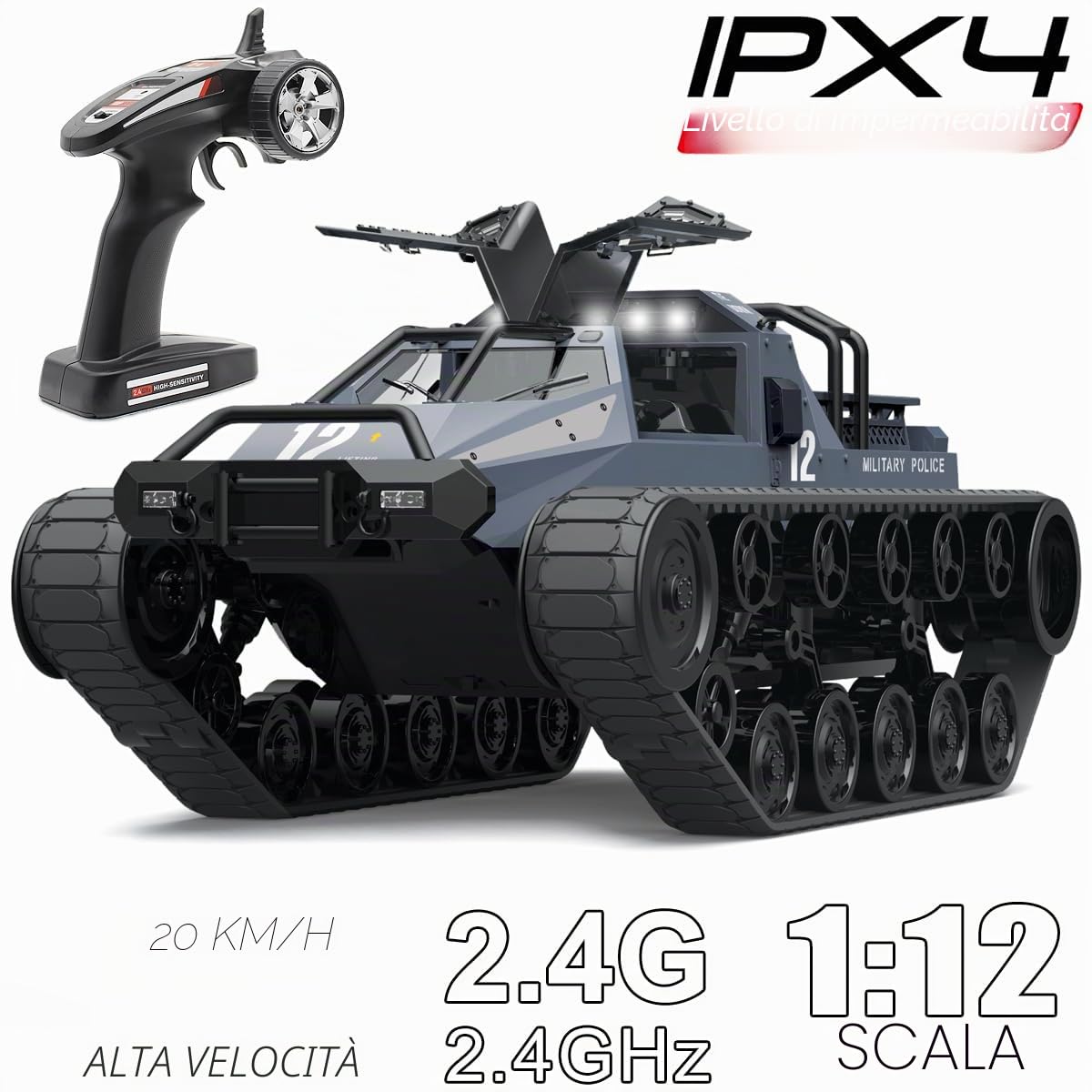 Mostop Telecomando Crawler Serbatoio Ad Alta Velocità Off-Road 4WD RC Auto 2.4 Ghz Army Truck 1/12 Drift Tank per Bambini Adulti