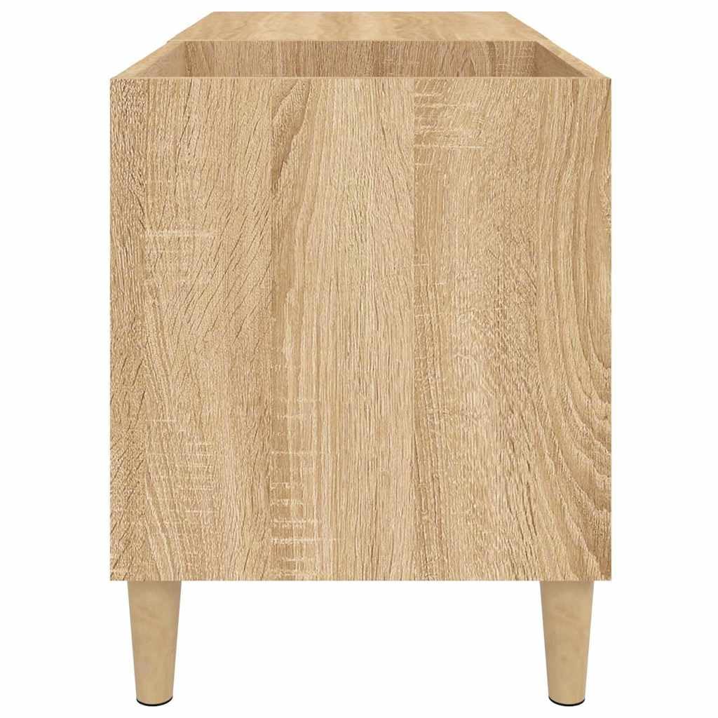 Armadio a pannelli in rovere Sonoma, con vano portaoggetti, 84,5 x 38 x 48 cm, gambe in legno stabili, spazioso per dischi in vinile, versatile come armadietto, mobile per il soggiorno con
