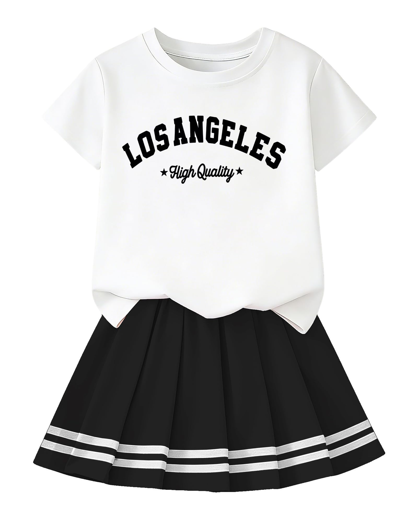 Betusline Girls Skirt Set, Printed T-Shirt &amp; Pleated Skirt, 4-14Y