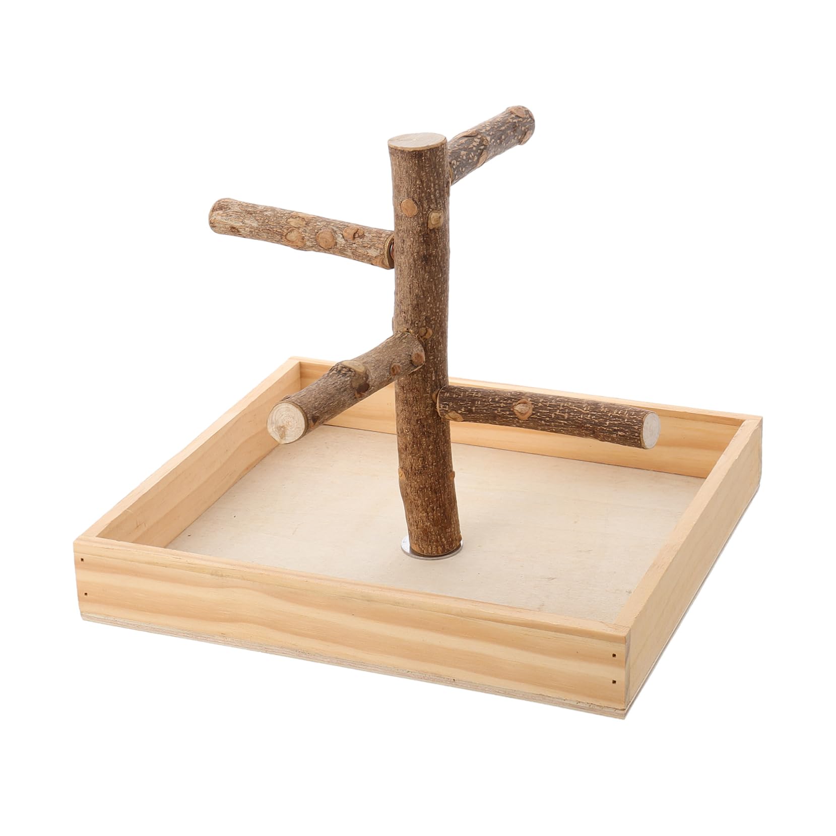 COLLBATH Percha y de Aves para Entrenamiento de Madera Pequeñas Portátil Soporte Seguro para Morder, Estación de Madera Beige Cacatúas para Perca de Loro