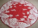 Kauhale Living Hawaiian Tropical Fabric Tablecloth (Red) (70' Round)