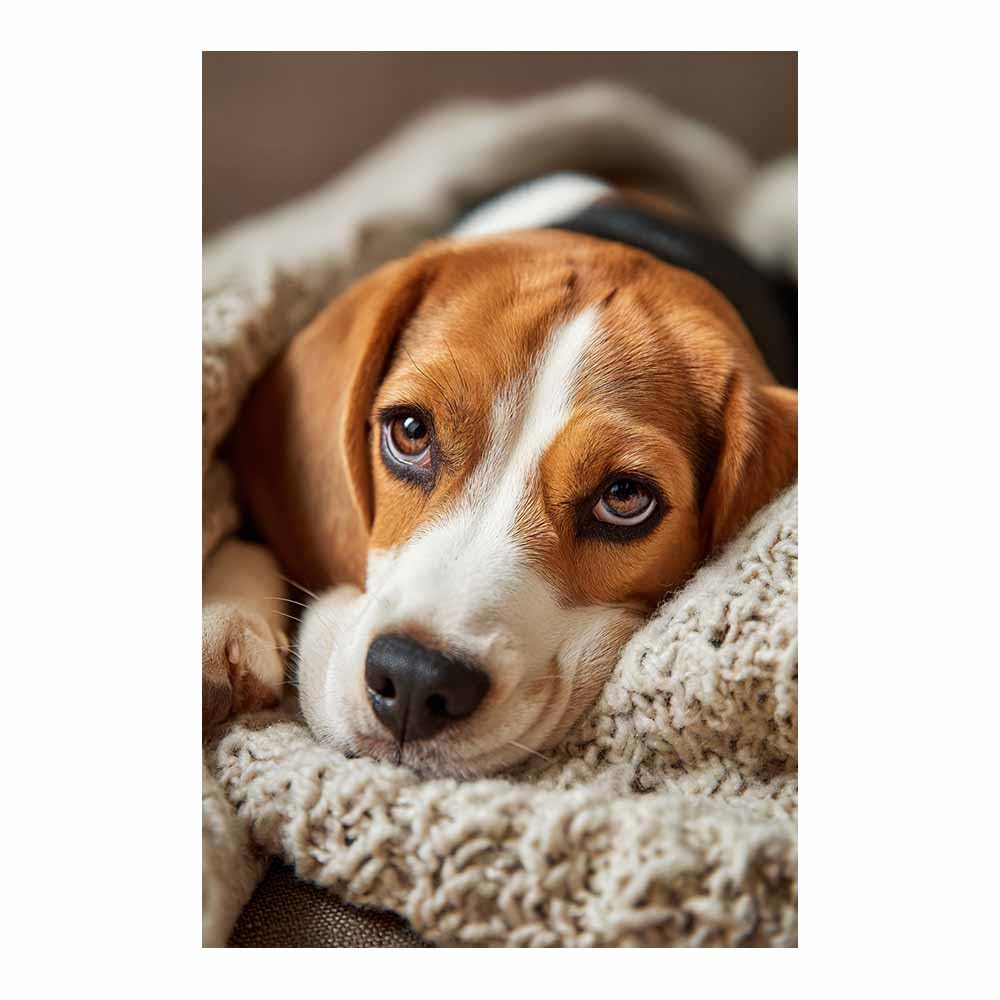 ZAMAEIU Canvas Print Wall Art Beagle Lazy Abstract Dog Animal Paintings, Suitable for living room, bedroom, for Kids Room Decoretc.(yellow)-30x50cm Unframed