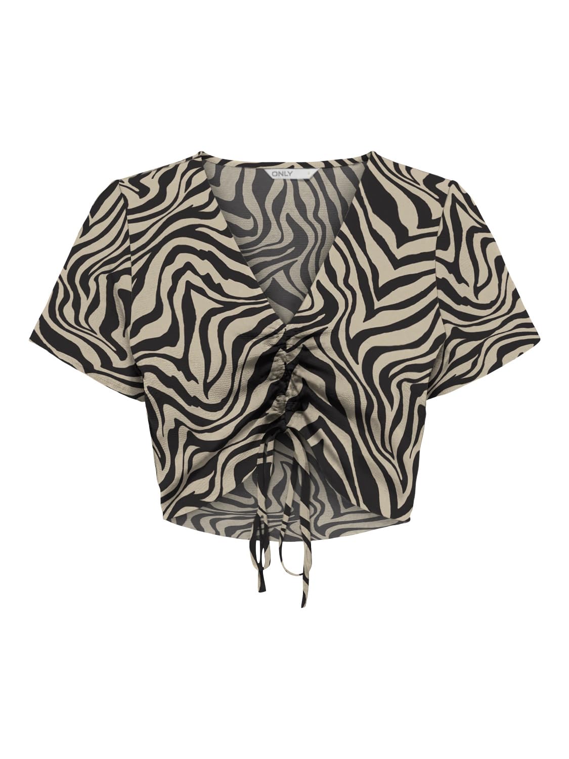 ONLNOVA LUX S/S RUCHING TOP AOP PTM Tişört Kadın