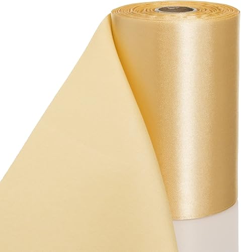 Miniatura 12 de ATRBB Cinta de satén dorada de 4 pulgadas de ancho, 27 yardas suave, sin arrugas y consecutivas cinta de tela sólida para ceremonia de corte