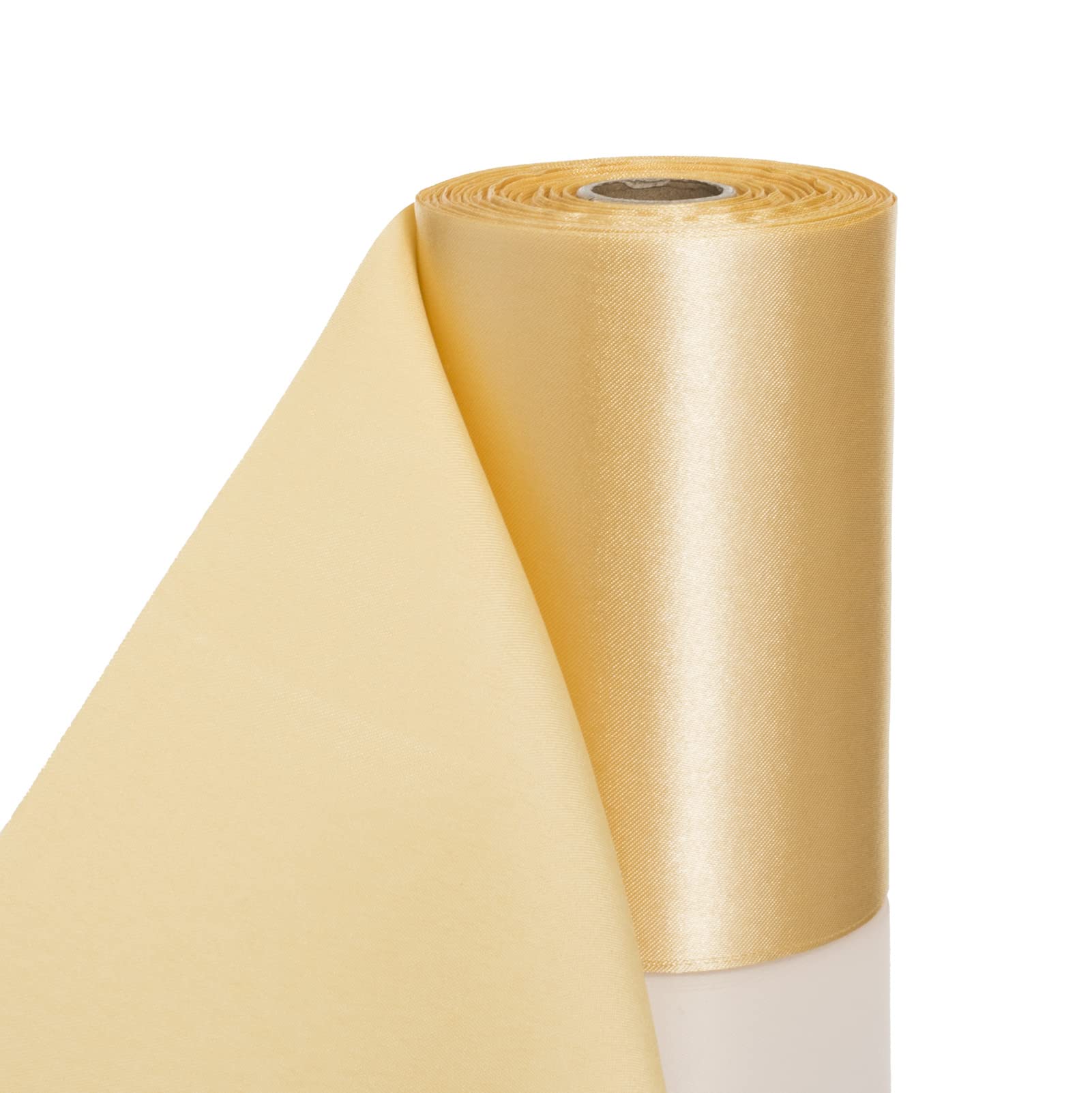 ATRBB 4 Inches Wide Champagne Gold Satin Ribbon, 27 Yards Soft, No Wrinkles and Consecutive Solid Fabric Ribbon for Cutting Ceremony, Christmas, Wedding, Birthday Decor and Chair Sashes