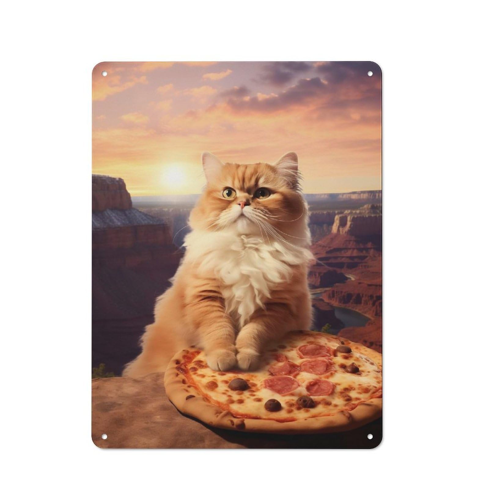 Junmoney Style-1 Sunset Pizza Break Vintage Metal Sign 40X30cm, Vintage Cafe Wall Decor For Takeaway, Bar, Kitchen Or Counter Area