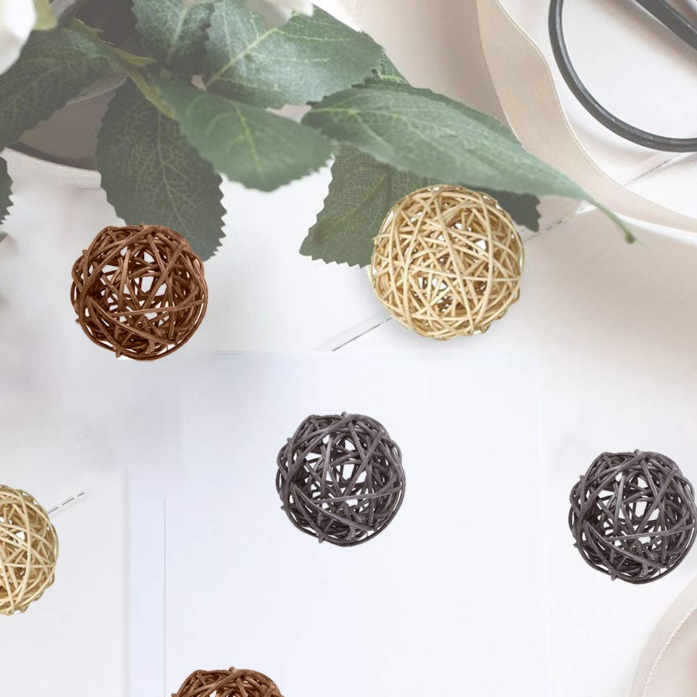 Jenngaoo 20 Pezzi Palline in Rattan, Palline di Vimini Decorative Sfere Sfere Riempitivi per Vasi per La Festa Nuziale in Giardino Decorazione Natalizia (Diametro 1,2 Pollici)(Argento) (Verde