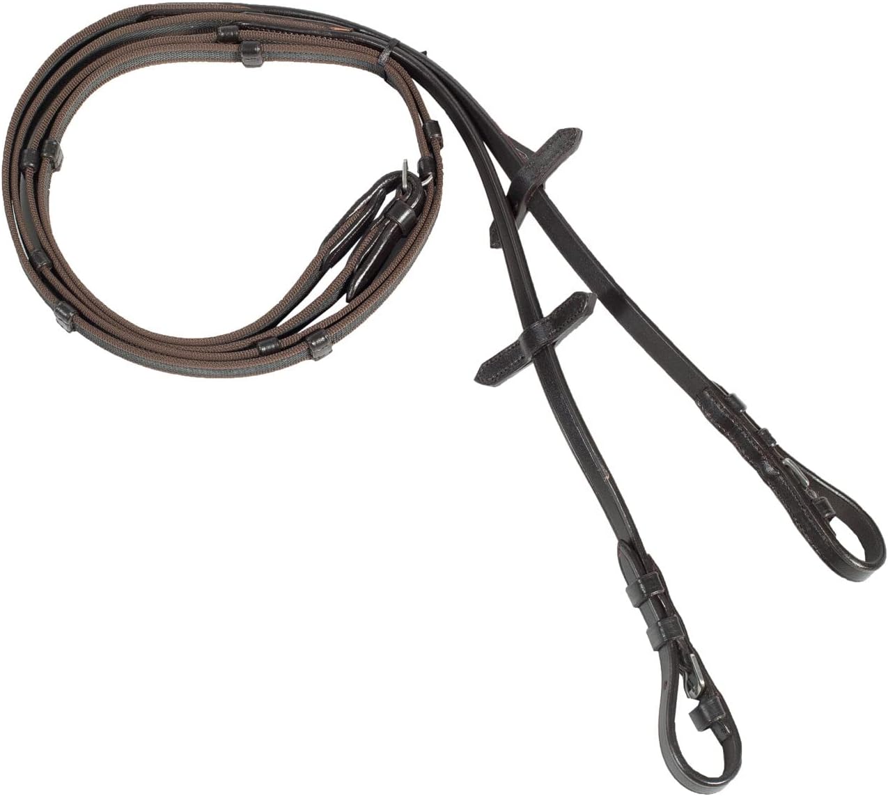 HORZE Slender Grippy Horseback Riding English Web Reins with Hand Stops