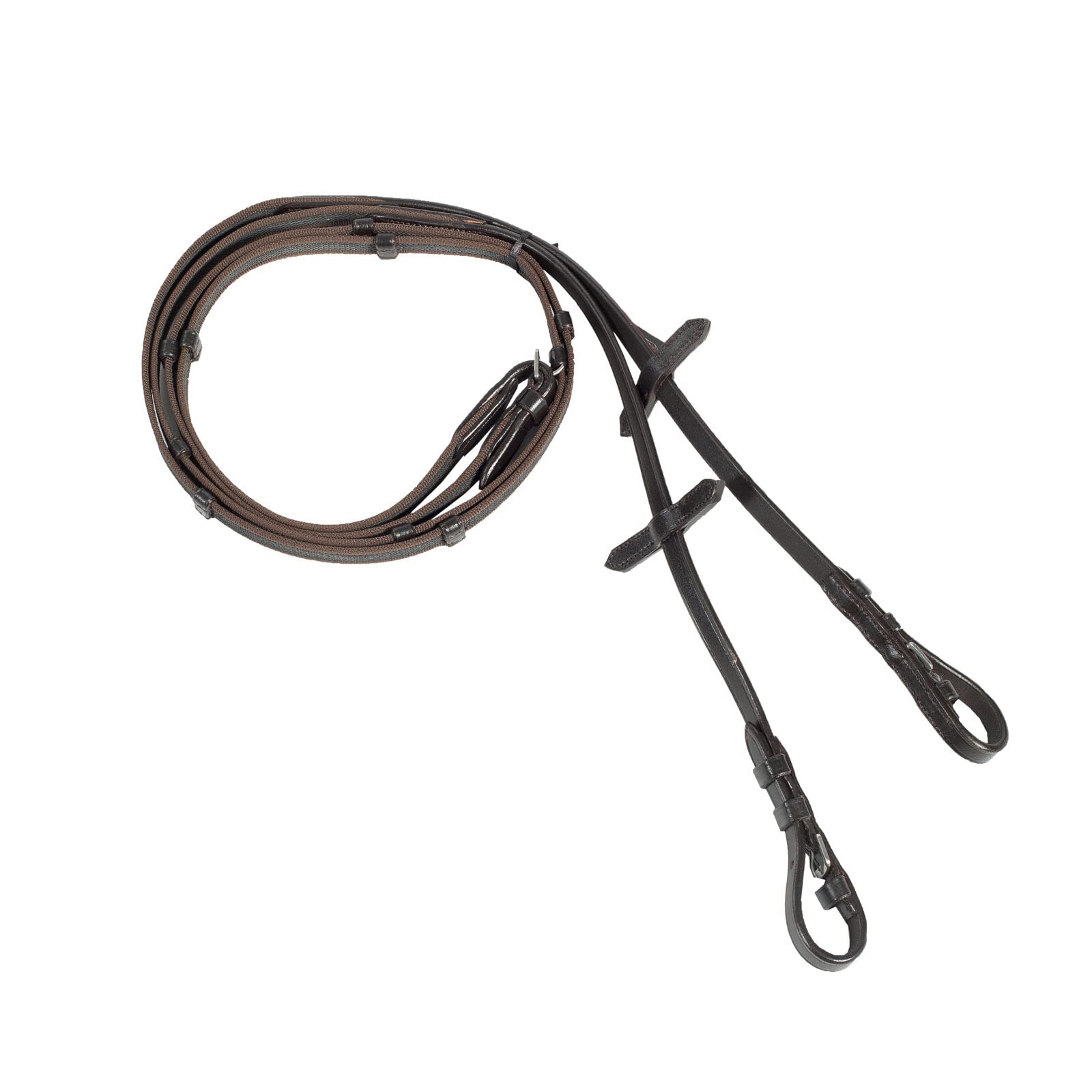 HORZE Slender Grippy Horseback Riding English Web Reins with Hand Stops