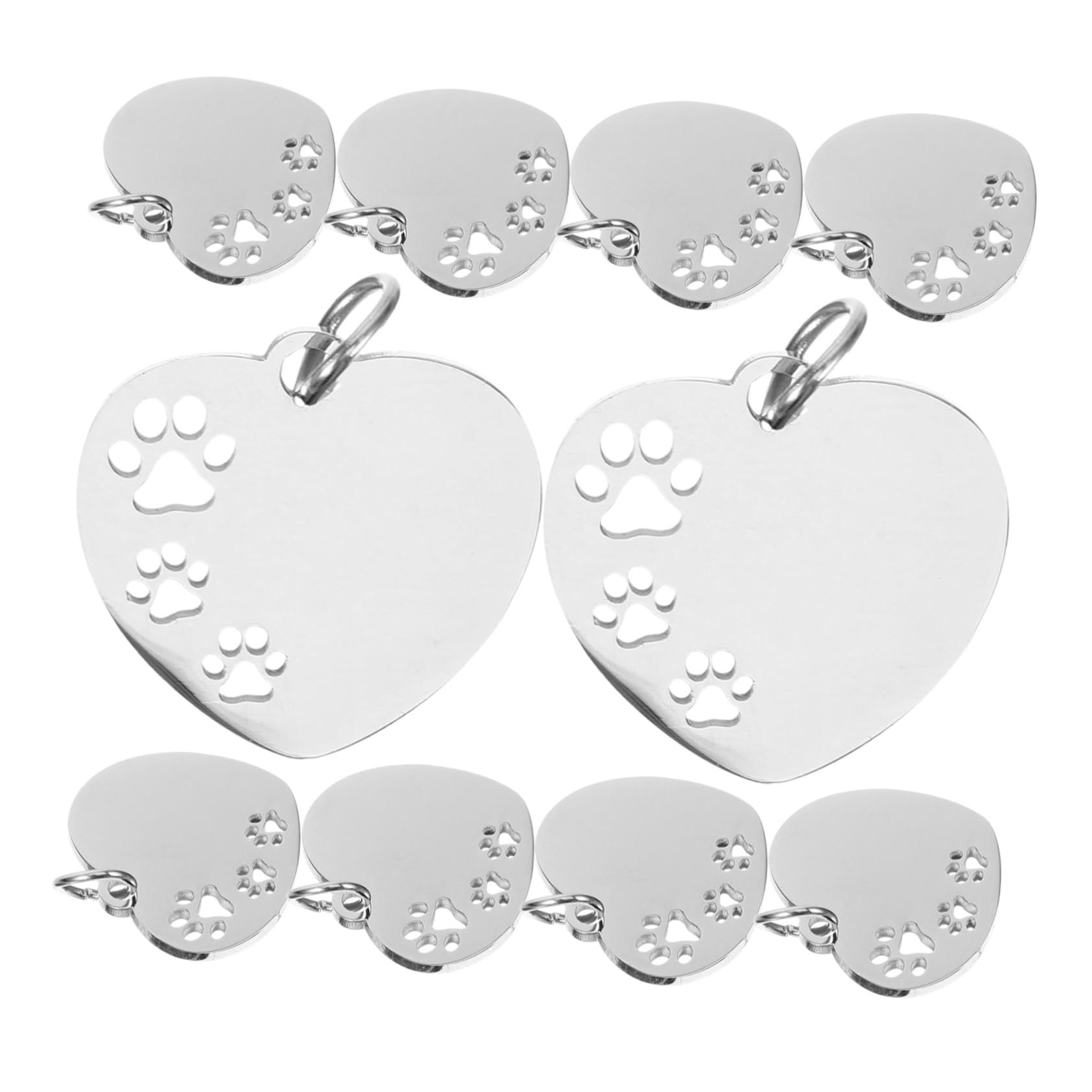HANABASS 40pièces Étiquettes Acier Forme De Cœur avec Motif De Patte Creuse pour Identification De Chiens Et Animaux De Compagnie