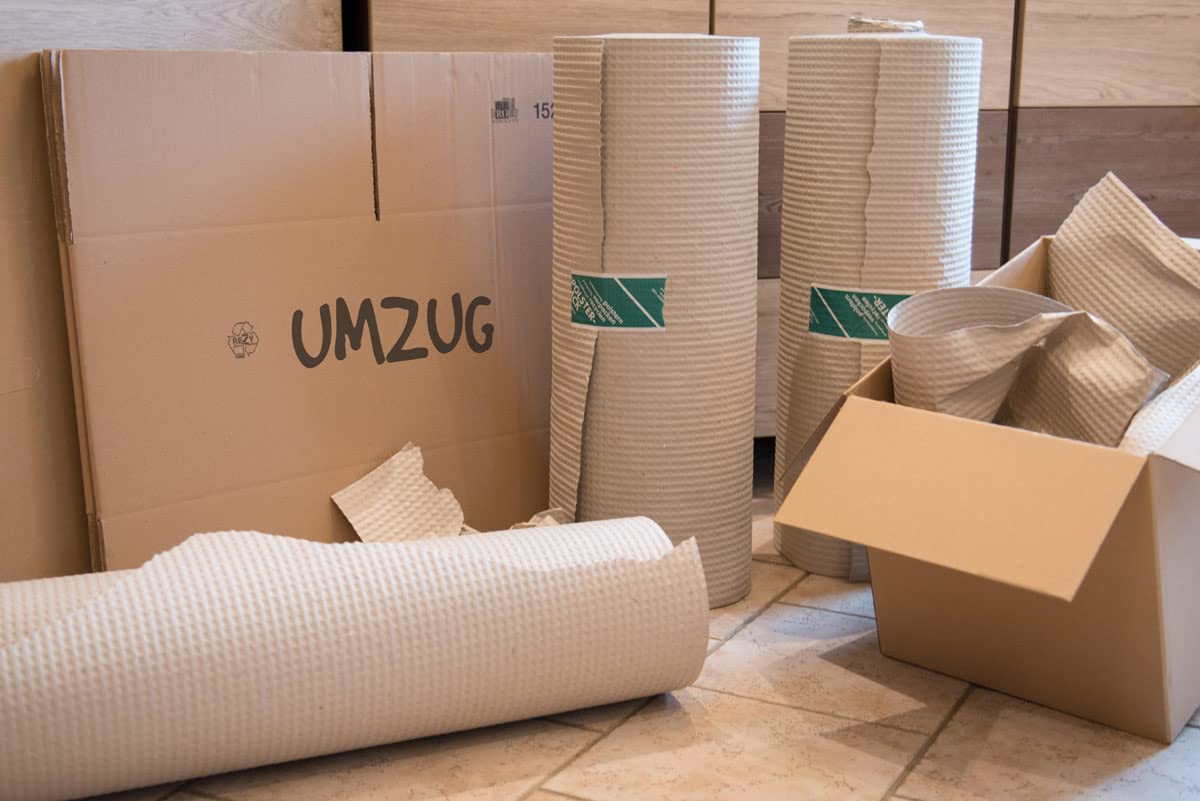 verpacking Papel de embalaje de 130 g/m² en rollo de 50 cm x 70 m, material de embalaje, alternativo a la lámina acolchada de aire, papel corrugado respetuoso con el medio ambiente en rollo