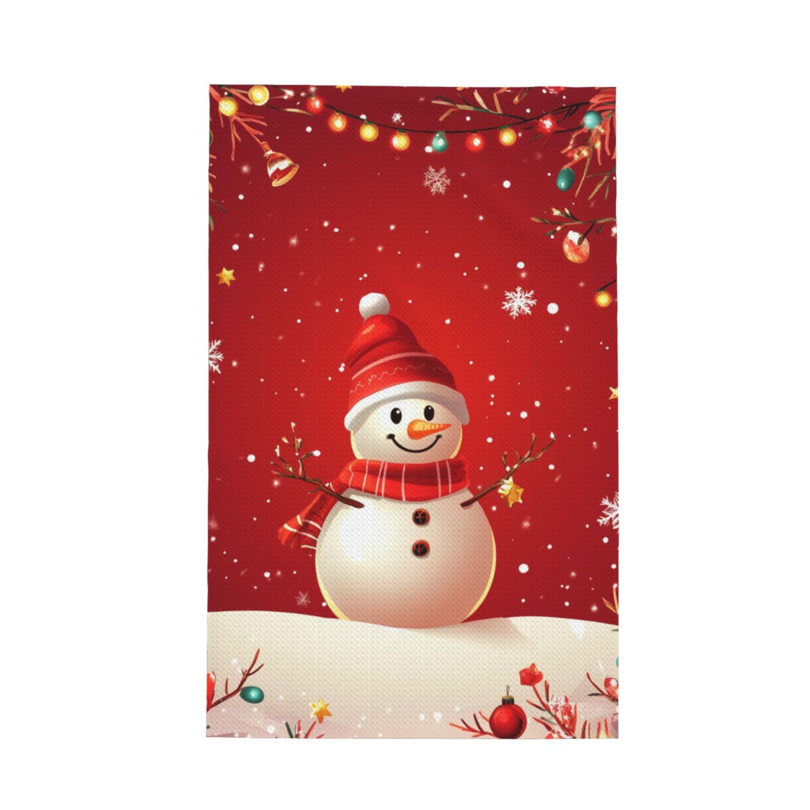 Mexpekil Super Absorbent Kitchen Towels 26x16inch, Christmas Snowman Waffle Weave Dish Cloth for Cleaning & Drying