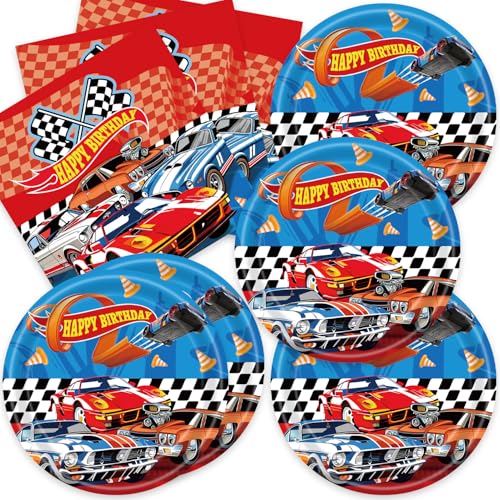 40Pcs Hot Car Birthday Party Decorations Racecar Birthday Plates and Napkins Supplies Racing Theme Baby Shower Tableware Set Hot Cars Party Decorations