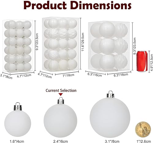 Miniatura 9 de Adornos de bola de Navidad de 2.36 pulgadas, 30 piezas pequeñas inastillables para decoración de árbol de Navidad, bolas de adornos de Navidad con
