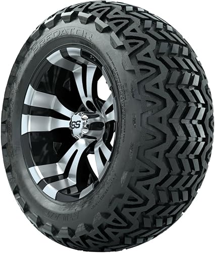 Miniatura 3 de GTW Combo de ruedas y neumáticos para carrito de golf de 14 pulgadas | GTW Vampire mecanizadas/ruedas negras en neumáticos Predator todo terreno