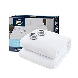 Serta Heated Mattress Pad Queen Size - Electric Mattress Pad, 10 Heat Setting Controller, Auto Shut Off Timer, Deep Elastic Pocket, Up to 17" Mattress, ETL Certified, Machine Wash, Queen, White