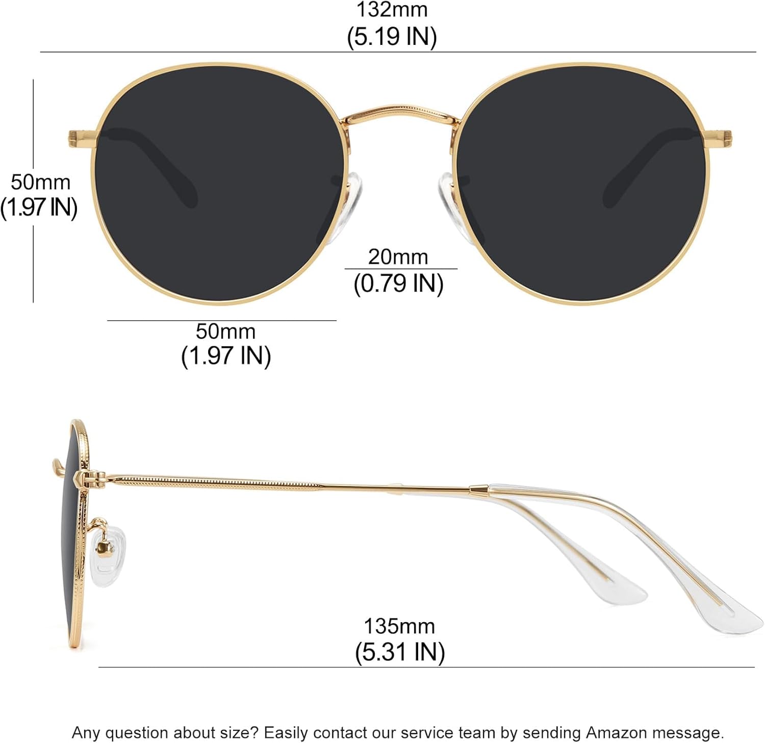 MEETSUN Round Polarized Sunglasses for Women Men Classic Retro Metal Frame Sun Glasses UV Protection - Image 5