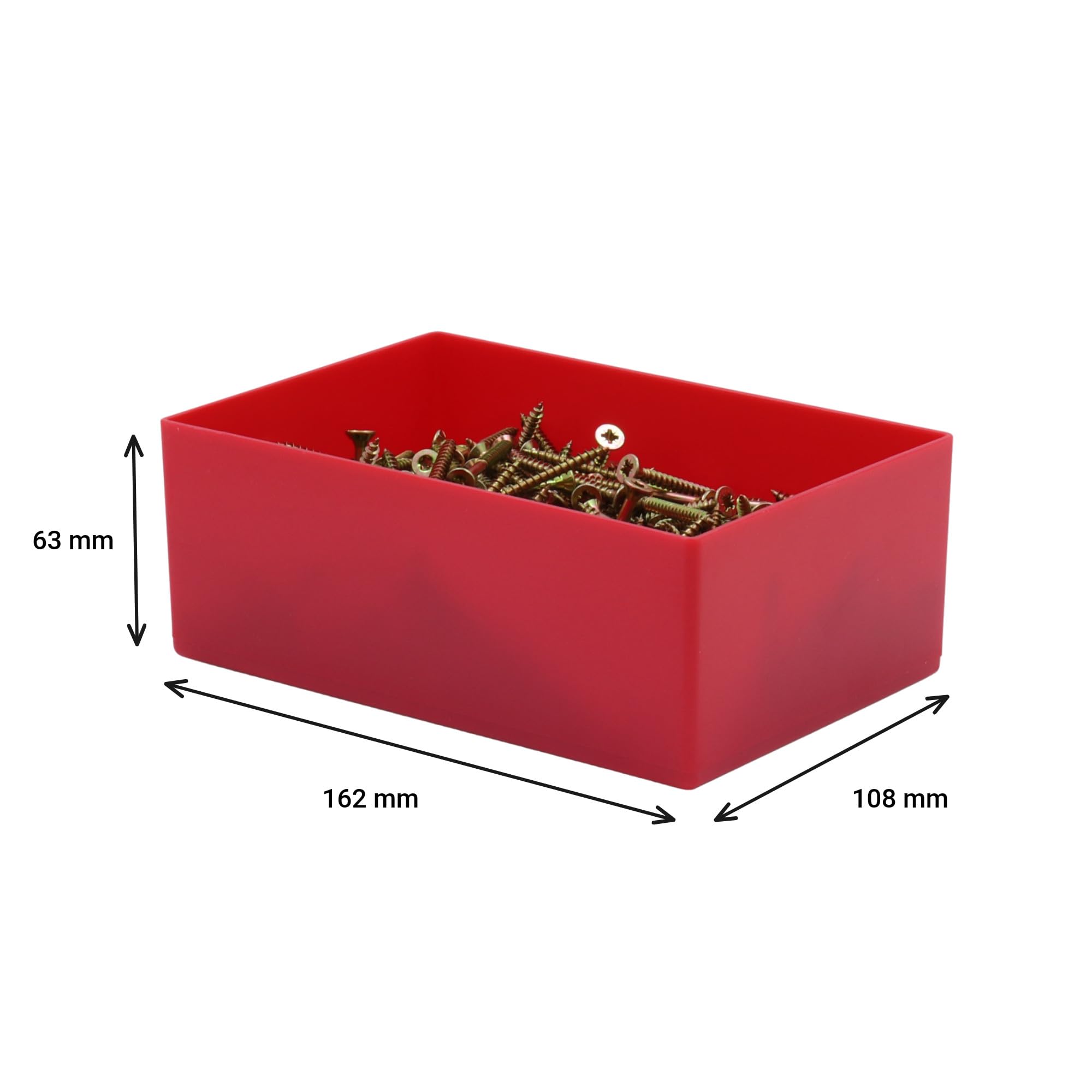 25 sztuk skrzynka z serii E63/4, czerwona, 162 x 108 x 63 mm, z polistyrenu, norma przemysłowa, do szuflad, skrzynek asortymentowych itp.