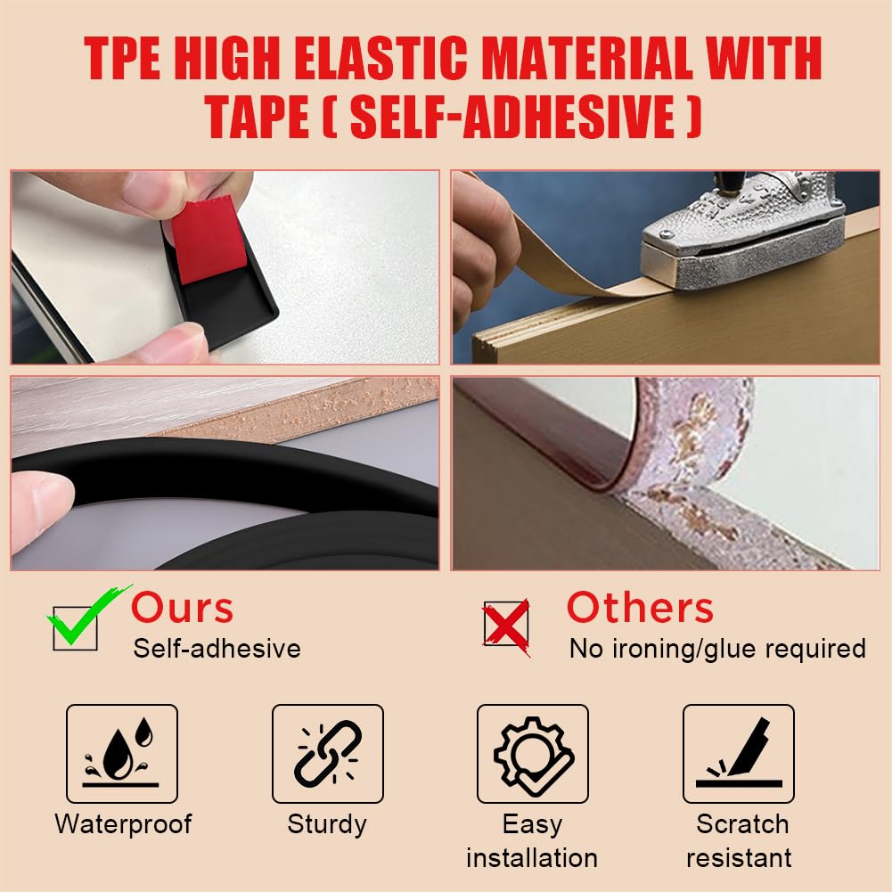 2m*18mm Bande de Chant en Forme de U, Coin De Table Protection Bebe Flexible en TPE, Autocollante Bande Protection Meuble, bandes protection meubles, pour Tables et Coins De Meubles(Noir)