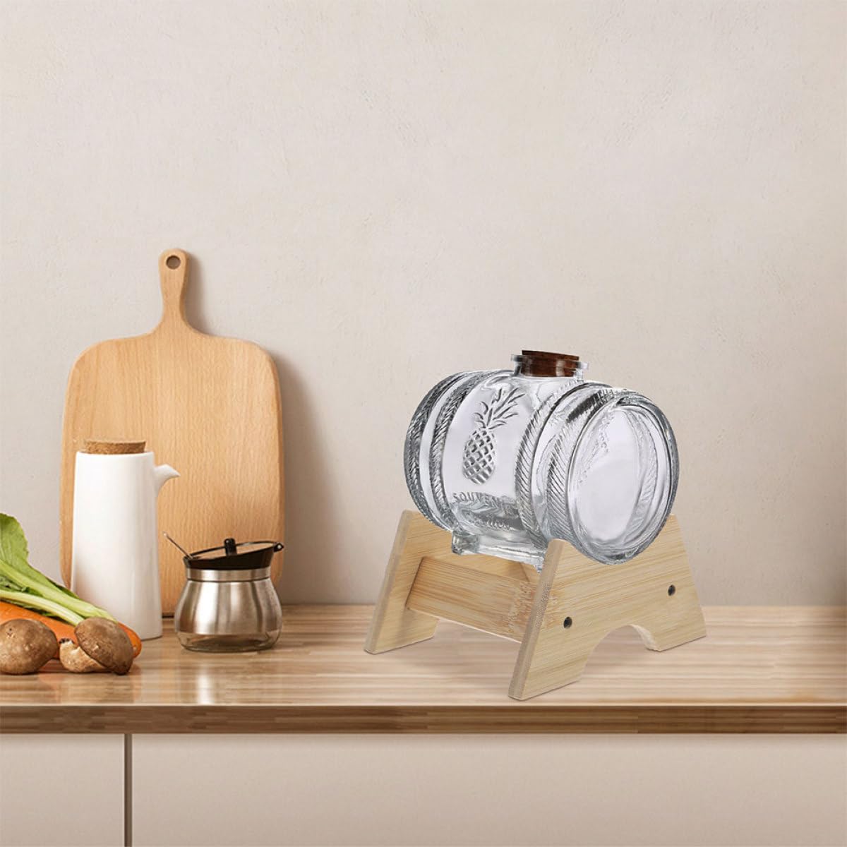 Soporte Mantenimiento Fácil 2 Piezas para Dispensador de Bebidas de Madera para Barril de Vino y Jarra de Whisky para Bares y Áreas de Comedor