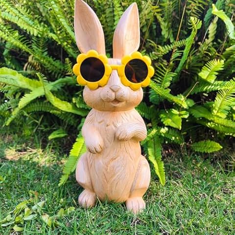 GUSFREUD Garden Statue Rabbit Resin Rabbit with Glasses Outdoor Decor for Patio Garden Lawn Ornaments Yard Decorations Outdoor Clearance House Decorations for Home Housewarming Garden Gift for Women Cover